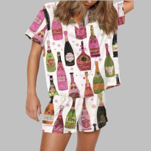 Bubble Champagne Bottles Satin Pajama Set