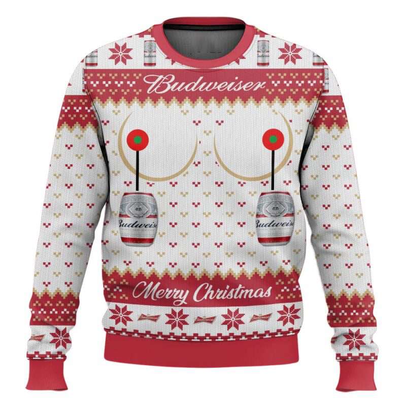 Budweiser Titties Funny Ugly Christmas Sweater