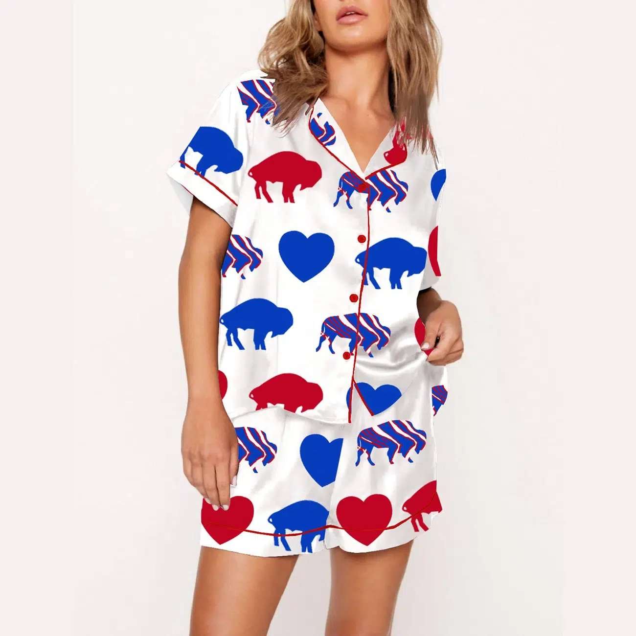 Alternative view of Buffalo Zubaz Football Pajama Set