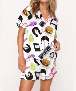 Burger Cartoon Satin Pajama Set