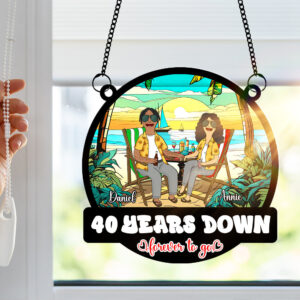 Alternative view of Burger Couple Suncatcher Ornament - Personalized Anniversary Gifts 03TOLU080225PA