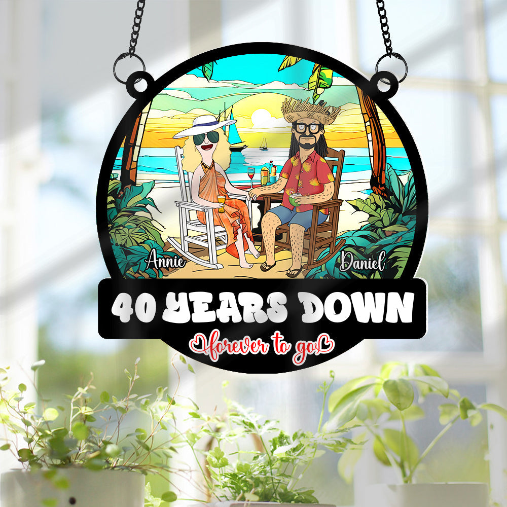 Burger Couple Suncatcher Ornament - Personalized Anniversary Gifts 03TOLU080225PA