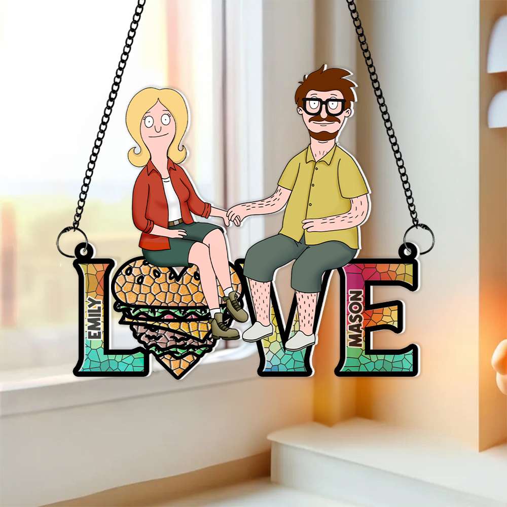 Burger Couple Suncatcher Ornament - Personalized Gifts 03OHMH080225PA - Image 4
