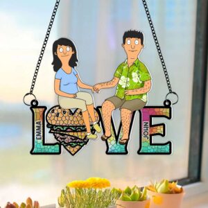 Burger Couple Suncatcher Ornament - Personalized Gifts 03OHMH080225PA