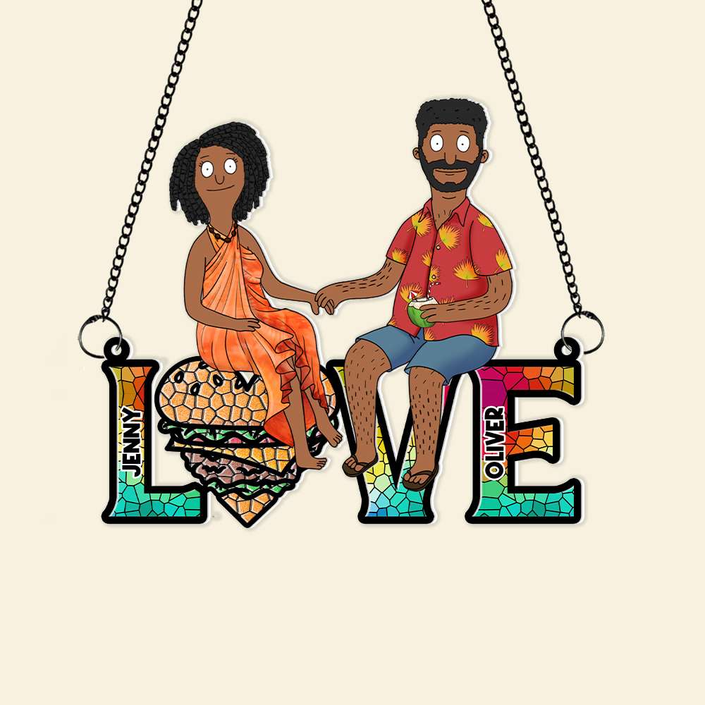 Burger Couple Suncatcher Ornament - Personalized Gifts 03OHMH080225PA - Image 3