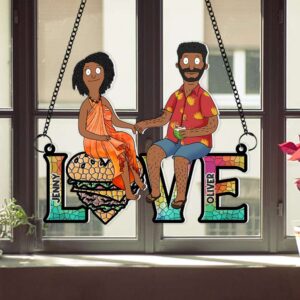 Alternative view of Burger Couple Suncatcher Ornament - Personalized Gifts 03OHMH080225PA
