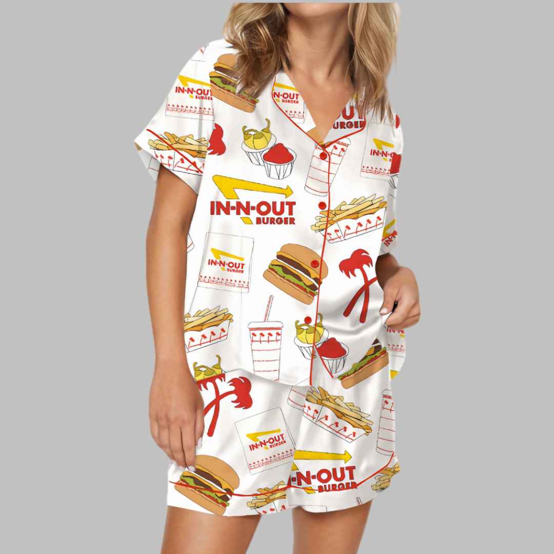 Burger Fast Food Satin Pajama Set - Image 3