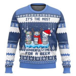Busch Light It's The Most Wonderful Time For A Beer Ugly Christmas Sweater