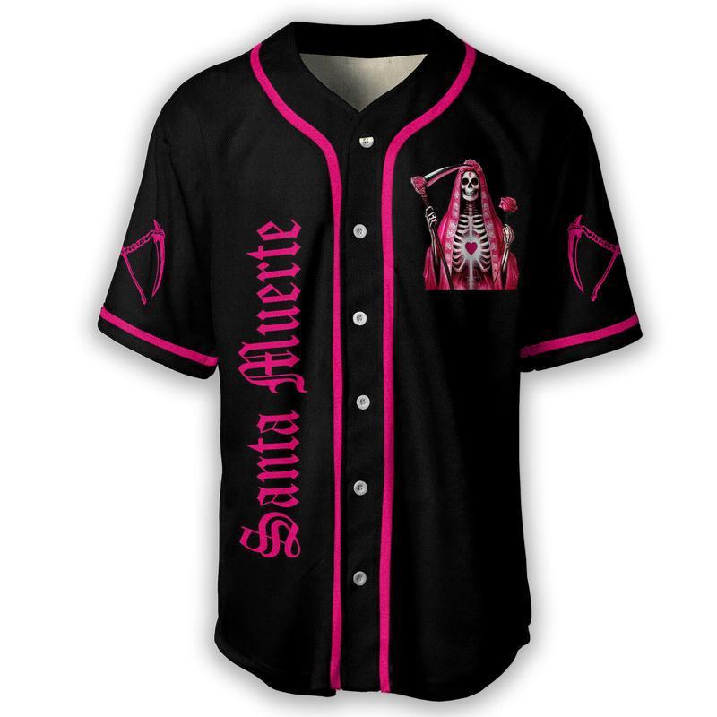 Santa Muerte Mexico Baseball Jersey Mexican Jersey Shirt Jersey - Image 5