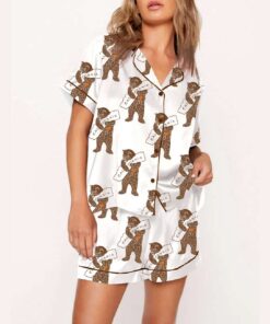 Alternative view of California Bear Hugging California Map Print Pajama Set