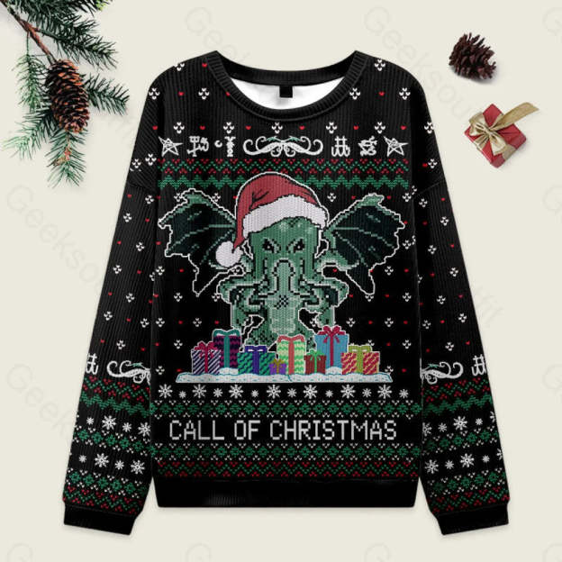 Call of Christmas Black Ugly Christmas Fuzzy Fleece Sweatshirt
