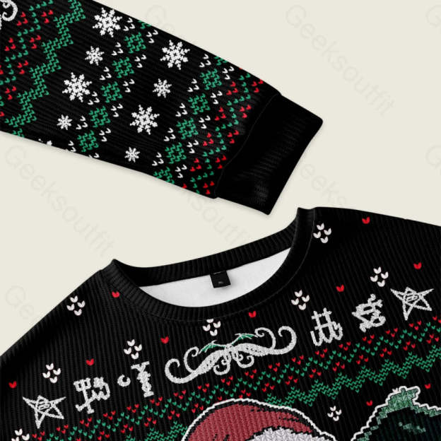 Call of Christmas Black Ugly Christmas Fuzzy Fleece Sweatshirt - Image 3