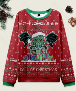 Call of Christmas Red Ugly Christmas Fuzzy Fleece Sweatshirt