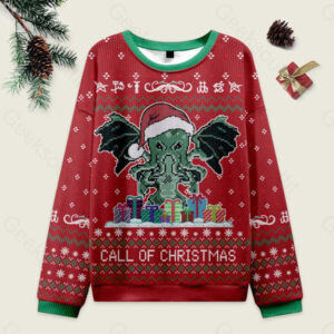 Call of Christmas Red Ugly Christmas Fuzzy Fleece Sweatshirt