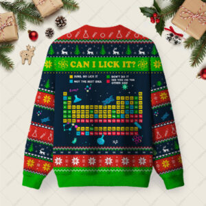 Alternative view of Can I Lick It Periodic Table Ugly Christmas Fuzzy Fleece Sweatshirt