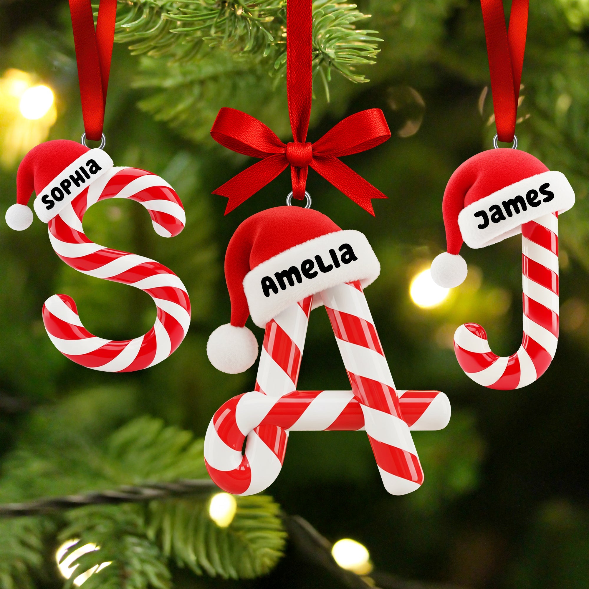 Candy Cane Alphabet Acrylic Ornament - Personalized Christmas Gifts 02hyqn301025