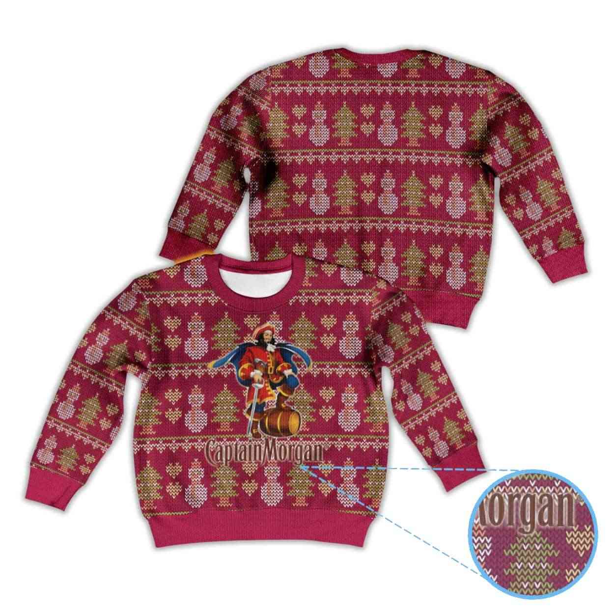 Alternative view of Captain Morgan Snowman & Christmas Tree Bacardi Ugly Christmas Sweater