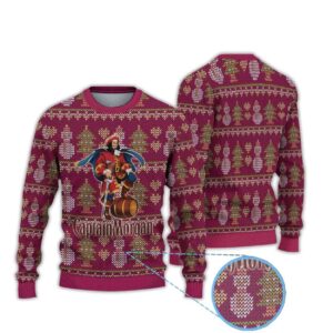 Captain Morgan Snowman & Christmas Tree Bacardi Ugly Christmas Sweater