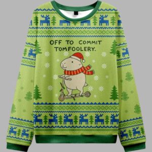 Alternative view of Capybara Is Ready To Do Something Bad Christmas Ugly Sweater - gullprint.com