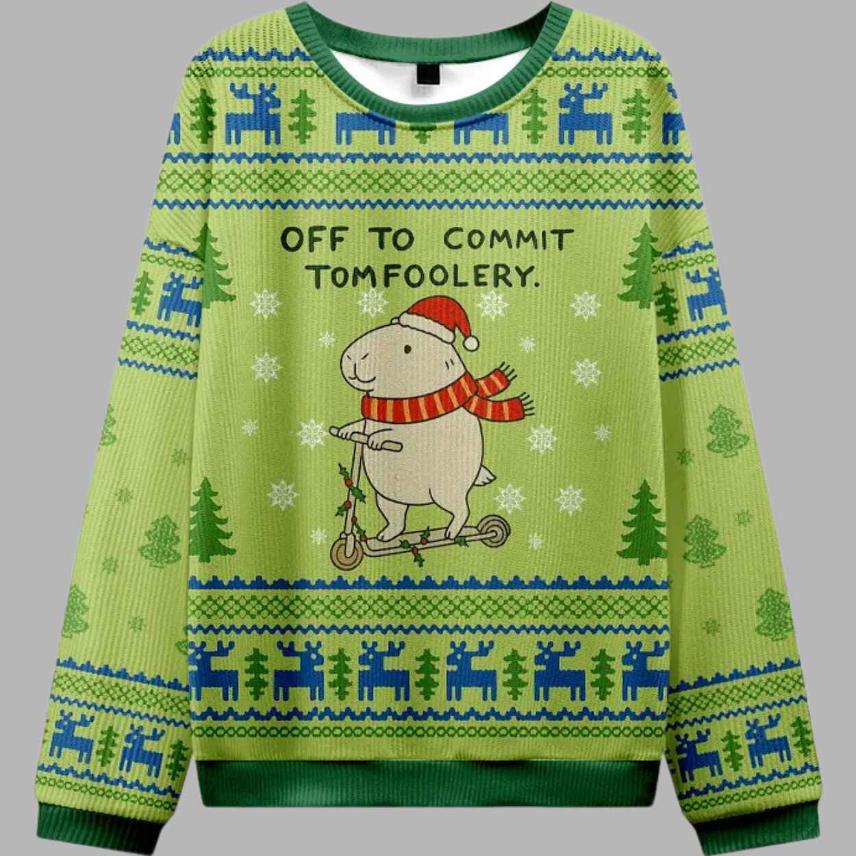 Alternative view of Capybara Is Ready To Do Something Bad Christmas Ugly Sweater - gullprint.com