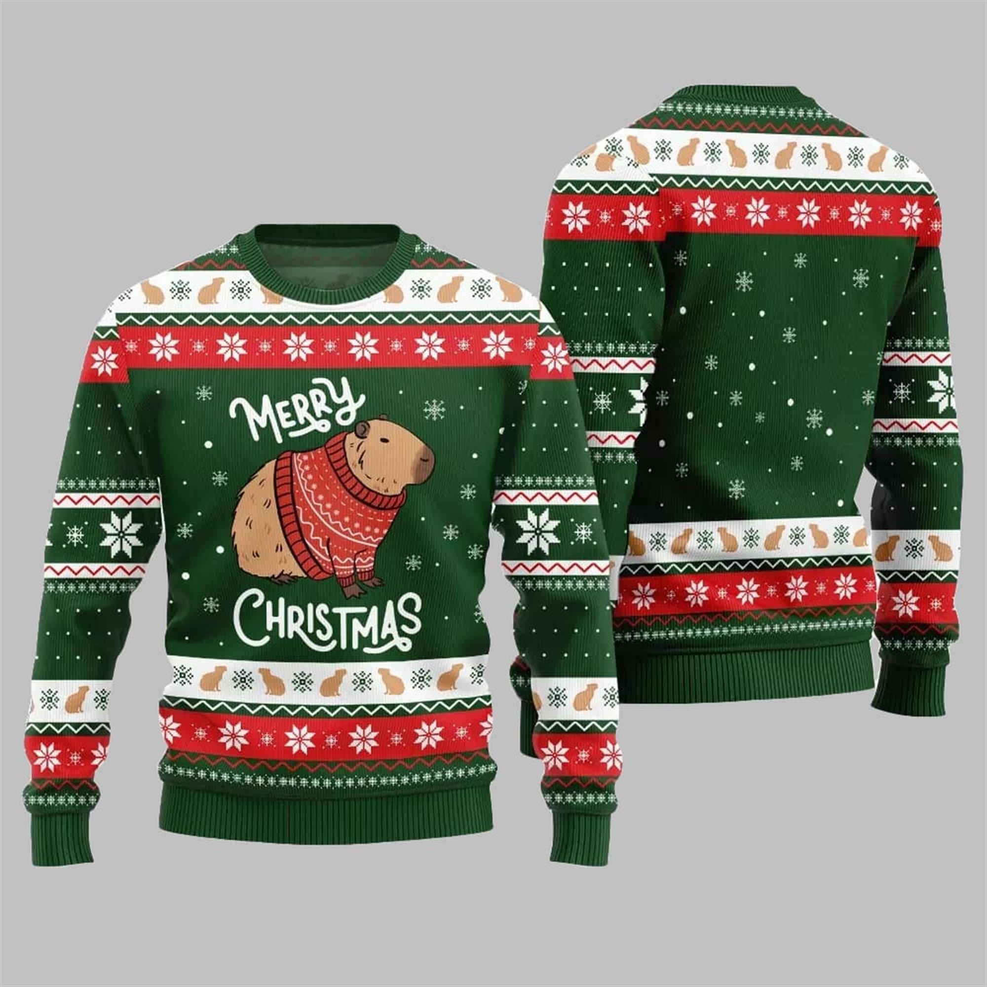 Capybara Merry Christmas Ugly Sweater 2025 Christmas - Grishko.com - Image 4