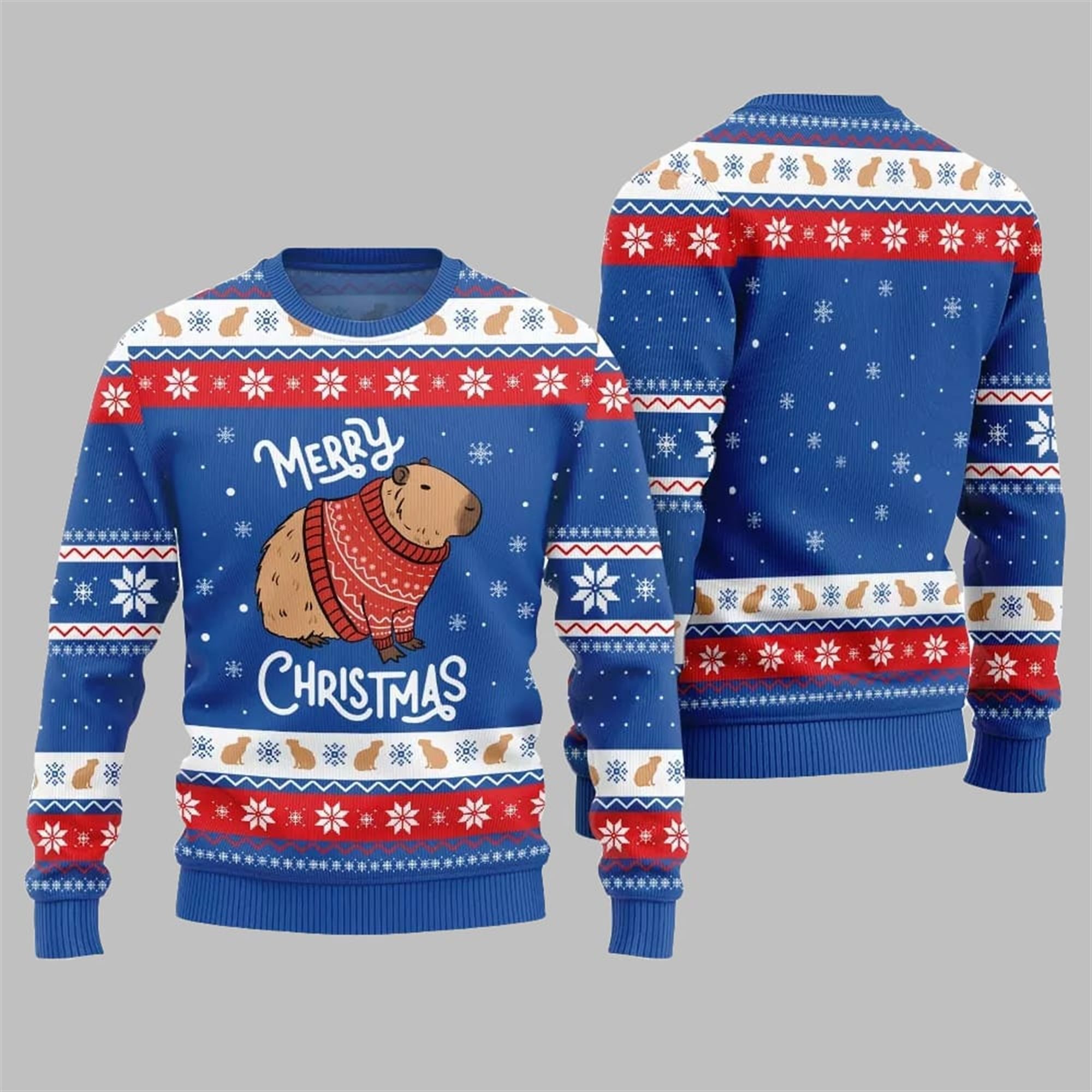 Capybara Merry Christmas Ugly Sweater 2025 Christmas - Grishko.com - Image 3