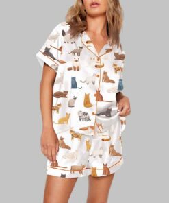 Alternative view of Cat Breeds Short Sleeve Satin Pajama Set