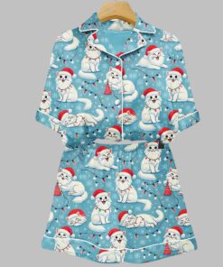 Cat Christmas Art Print Pajama Set