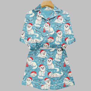 Alternative view of Cat Christmas Art Print Pajama Set