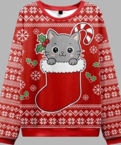 Cat In The Sock Christmas Ugly Sweater