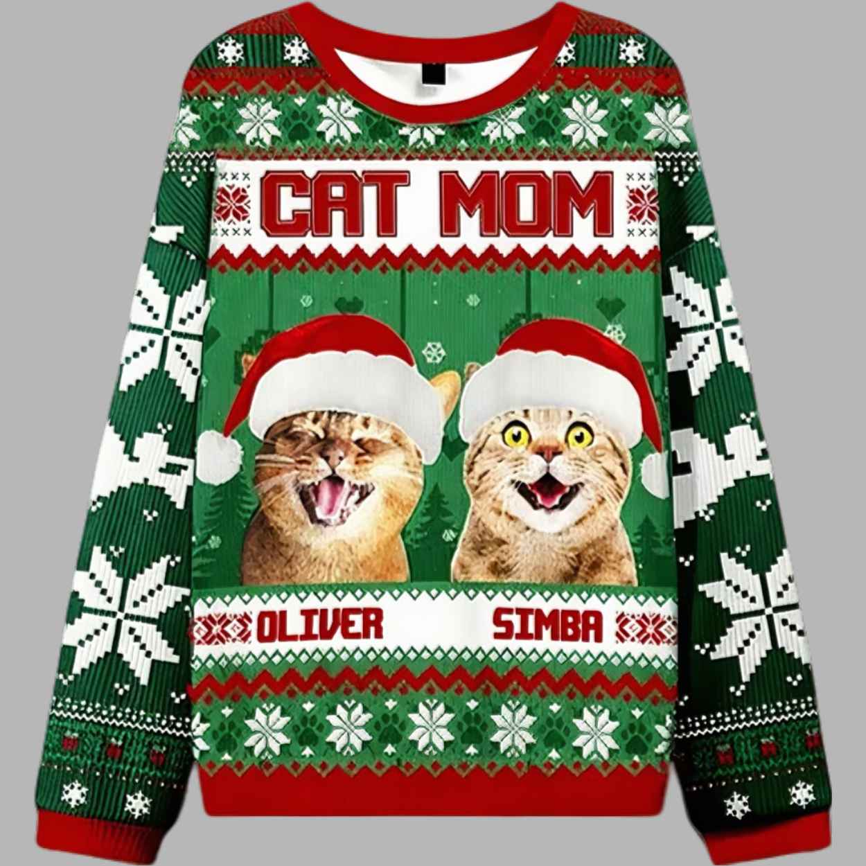 Alternative view of Cat Mom Ugly Christmas Sweater - gullprint.com