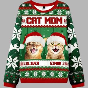 Cat Mom Ugly Christmas Sweater - gullprint.com