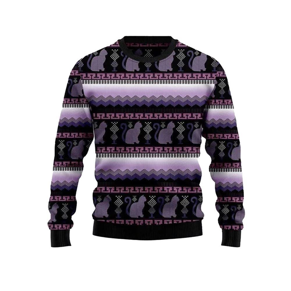 Alternative view of Cat Purple Ugly Christmas Sweater - Grishko.com