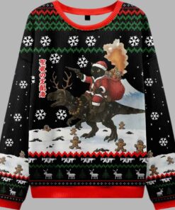 Alternative view of Cat Riding A Dinosaur Ugly Christmas Sweater
