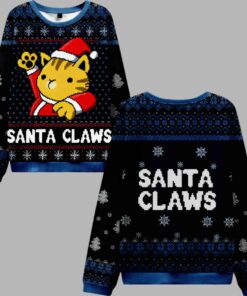 Cat Santa Claws Ugly Christmas Sweater