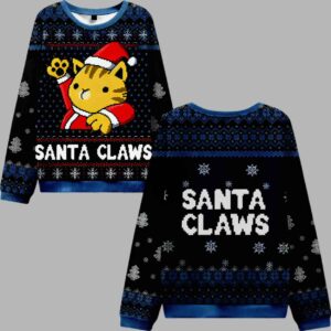 Cat Santa Claws Ugly Christmas Sweater - gullprint.com
