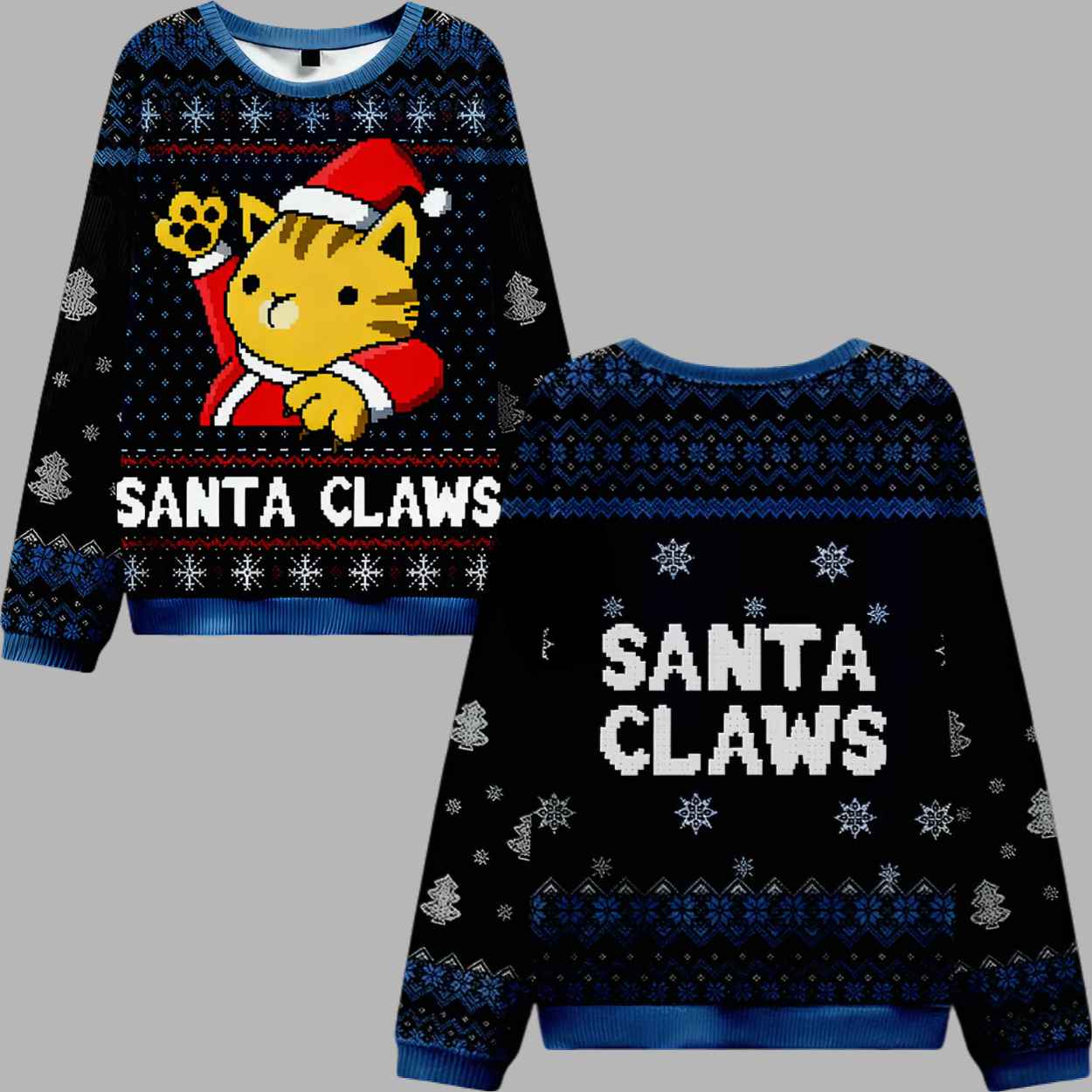 Alternative view of Cat Santa Claws Ugly Christmas Sweater - gullprint.com