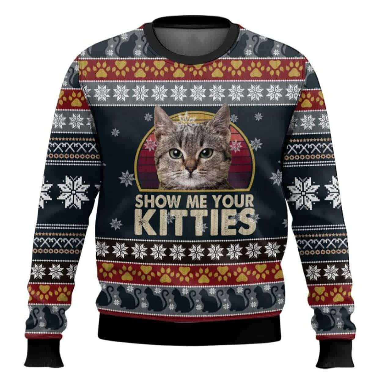 Cat Show Me Your Kitties Ugly Christmas Sweater