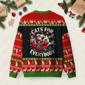 Alternative view of Cats For Everybody Ugly Christmas Fuzzy Fleece Sweatshirt