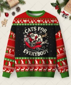 Cats For Everybody Ugly Christmas Fuzzy Fleece Sweatshirt