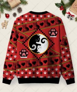 Alternative view of Cats Humour Ugly Christmas Fuzzy Fleece Sweatshirt