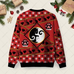Alternative view of Cats Humour Ugly Christmas Fuzzy Fleece Sweatshirt