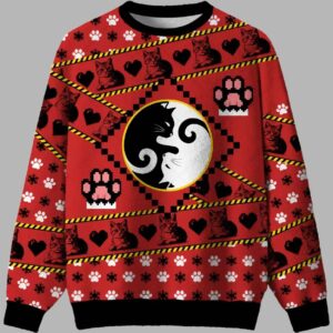 Alternative view of Cats Humour Ugly Christmas Sweater - gullprint.com
