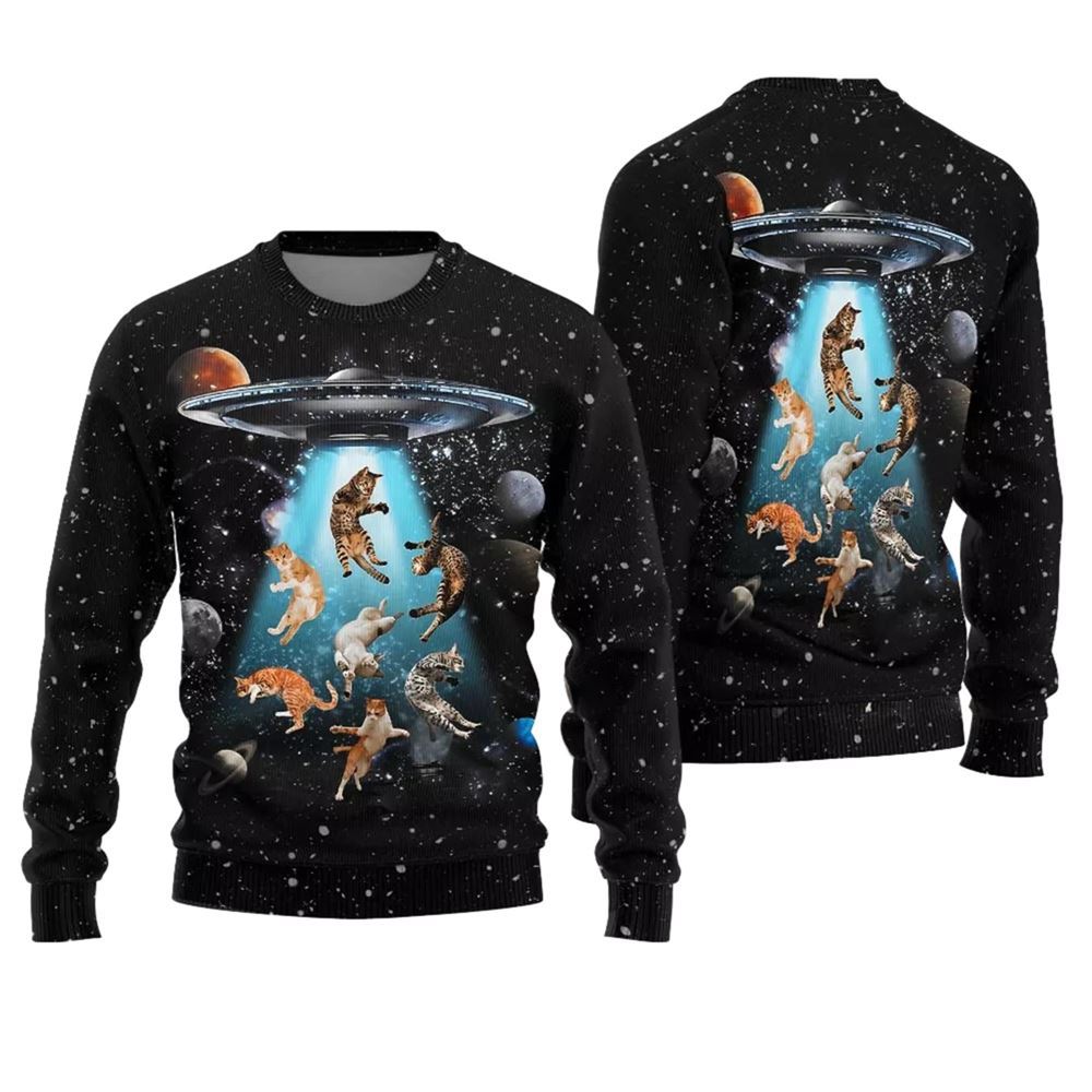 Cats in Space Ugly Christmas Sweater - Grishko.com