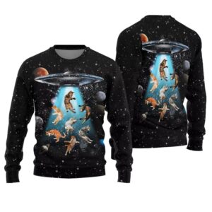 Alternative view of Cats in Space Ugly Christmas Sweater - Grishko.com