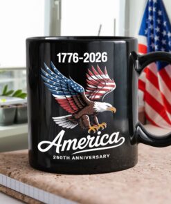 Alternative view of Celebrate 250 Years of America USA Anniversary 1776-2026 Black Mug