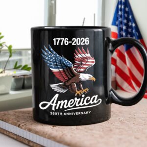 Alternative view of Celebrate 250 Years of America USA Anniversary 1776-2026 Black Mug HO82 894524