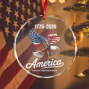 Celebrate 250 Years of America USA Anniversary 1776-2026 Glass Ornament HO82 894522