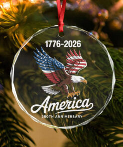 Alternative view of Celebrate 250 Years of America USA Anniversary 1776-2026 Glass Ornament