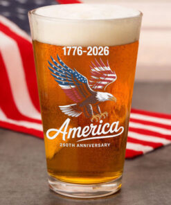 Celebrate 250 Years Of America USA Anniversary 1776-2026 Print Beer Glass